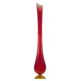 L.E. Smith Amberina Swung Glass Vase 25"