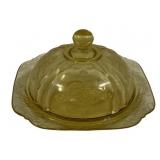Federal Amber Madrid Dish w/ Lid - 7 x 7 x 4