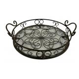 Glass/Metal Serving Tray - 14" Round