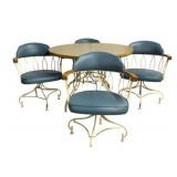 Retro Dining Set w/ 4 Swivel Barrel Chairs