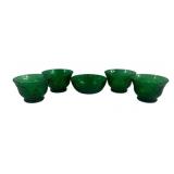 5 Anchor Hocking Green Sandwich Bowls - 4.25"