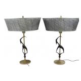 Pair Rembrandt Antelope Gazelle Table Lamps