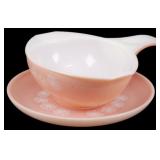 Vintage Pyrex Pink Daisy Sauce Boat w/ Plate