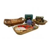 Lot of Assorted Items - Basket Trays & More