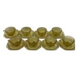 8 Federal Amber Madrid Cups & Saucers