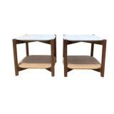 Pair of Contemporary Marble Top Side Tables