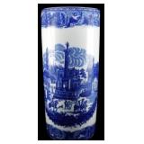 Blue & White Cylindrical Umbrella Vase 17"