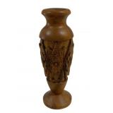 Carved Wood Vase - 10" Tall
