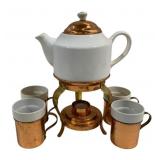6pc Copper/Ceramic Teapot Set - 13", 4" Tall