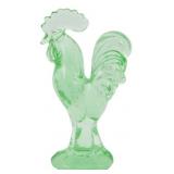 Green Glass Rooster Figure 4.5"