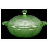 Jeanette Poinsettia Uranium Glass Casserole