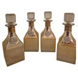 4 Vtg Old Forester Diamond Point Decanters