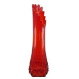 L.E. Smith Diamond Butt Red Swung Vase 23"