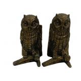 Pair Hampton Brass Owl Bookends - 8 x 3.5 x 4