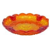 Vtg L.E. Smith Amberina Glass Ashtray 8"