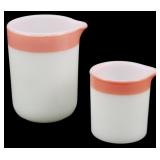 Pr Vtg HTF Pyrex Mini Creamers Pink Band 3"
