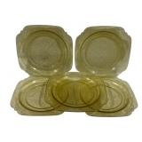 5 Federal Amber Madrid Plates - 8.75 x 8.75