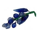 Blue & Clear Art Glass Grape Cluster Decor 7"