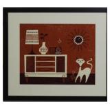 Mid Century Modern Cat and Yarn