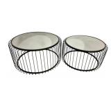 Metal Mirrored Set of Cocktail Tables - 31.5 x 16