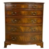 Flame Mahogany Bow Front 5 Drawer Chest