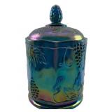 Vtg Indiana Carnival Glass Jar "Harvest Grape"