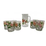 9pc Franciscan Desert Rose Pitcher & Cup Set