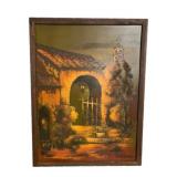 Framed Spanish Mission Oil Painting 44"x33"