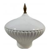 Whittier Pottery Covered Bowl w/ Wood Finial