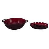 2 Vintage Ruby Glass Bowls