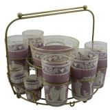 Vtg Jeanette Lavender Hellenic Cocktail Set