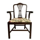 Mahogany Upholstered Seat Armchair w/ Pillow