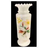 Vintage Bristol Painted Glass Vase - 8.25" Tall
