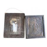 2 Oriental Wall Hanging Art - 15 x 12.5, 14 x 12