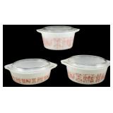 3pc Pyrex Pink Butterprint Casserole Set