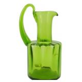 Vintage Blenko Kiwi Art Glass Pitcher 10"