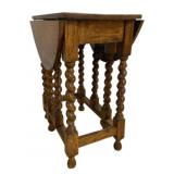 Oak Drop Leaf End Table w/ Barley Twist Legs