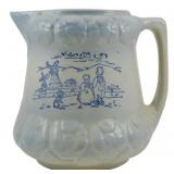 Vtg McCoy Stoneware Blue & White Pitcher