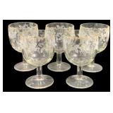 5 Bartlett-Collins Grapevine Goblets w/ Gold Trim