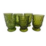 6 Olive Green White Hall Juice Glasses