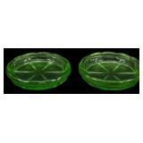2 Vtg Hazel Atlas Uranium Glass Coasters