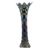 Cobalt Blue Carnival Glass Vase Rustic 16in
