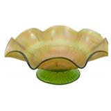 Northwood Emerald Green Leaf & Beads Compote