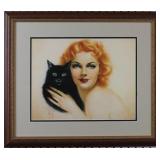 Woman and Cat by Louis Icart