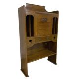 English Antique Oak Drop Front Secretary Desk