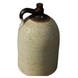 Antique Stoneware Jug w/ Brown Glaze Top 20"