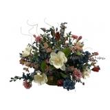 Faux Flower Decoration in Brass Planter - 20 x 25