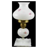 Hand Painted Milk Glass Lamp 13.5"