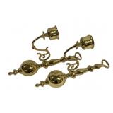 Pair Brass Wall Hanging Candleholders - 12 x 7