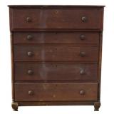 Antique Five Drawer Chest 49"x43"x20"